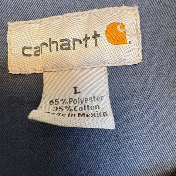 Carhartt Workwear Button Up Shirt Mens Large Blue Short Sleeve Flawed - Picture 4 of 8